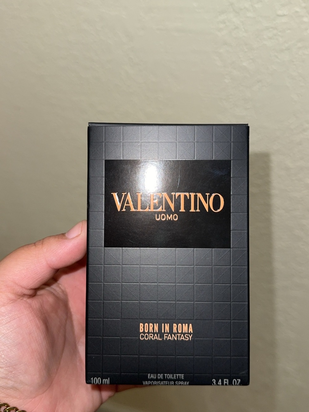 Valentino Uomo Box with Black and Coral Lettering